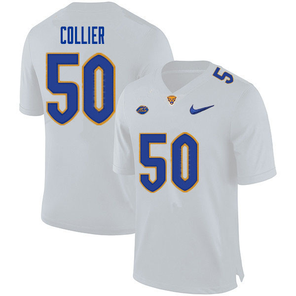 Men #50 Jason Collier Pitt Panthers College Football Jerseys Sale-White